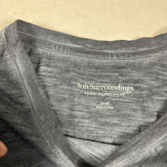 Soft Surroundings Layered Tunic Shirt Washed Blue Short Sleeve Comfort Top SMALL - Picture 4 of 10